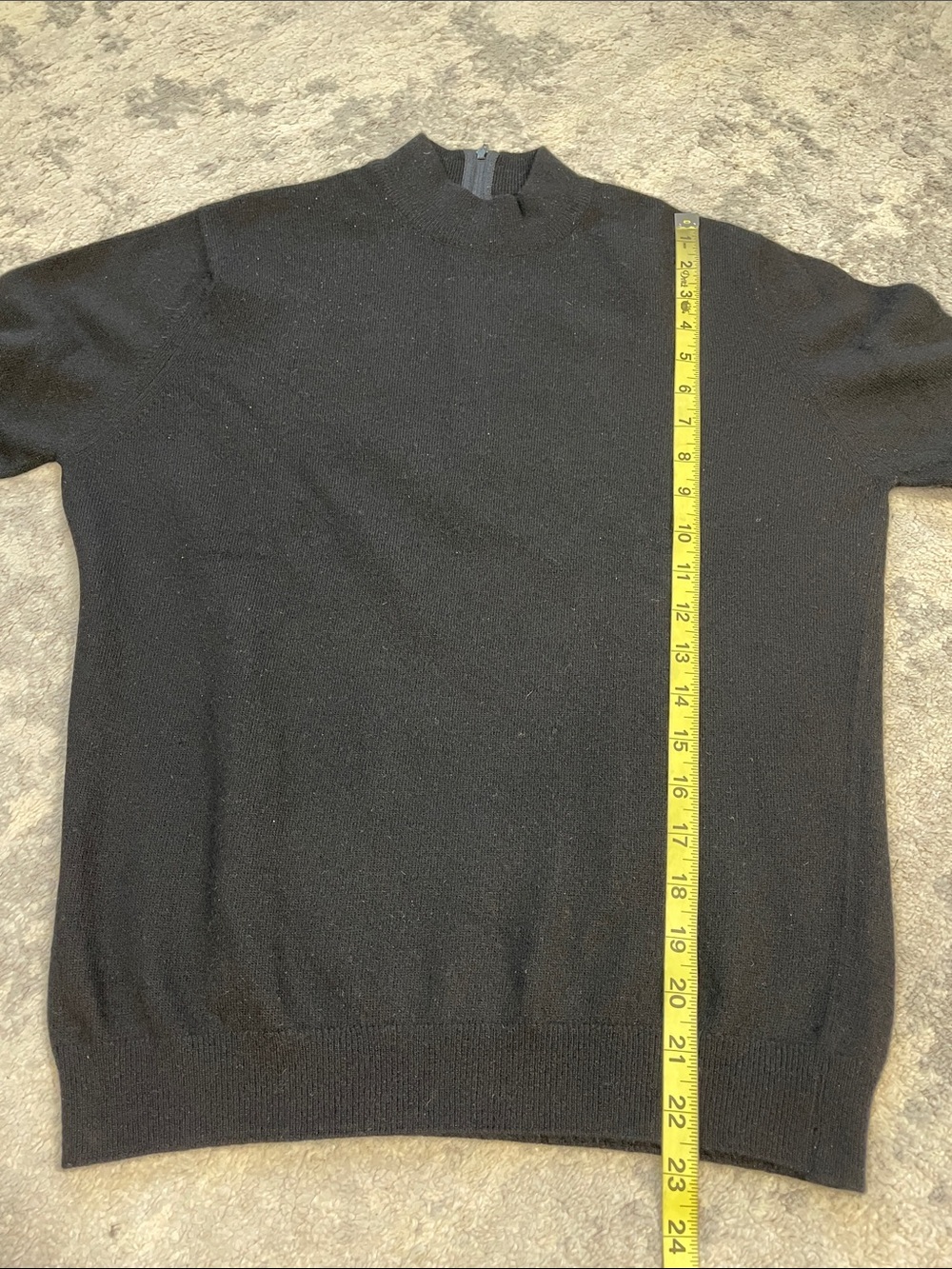 Vintage Pringle of Scotland 100% Cashmere Mock Neck Back Zip Sweater Black 40 - Picture 7 of 8